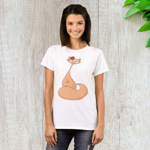 Camiseta Gato con flor lindo Kawaii Kitty