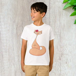 Camiseta Gato con flor lindo Kawaii Kitty
