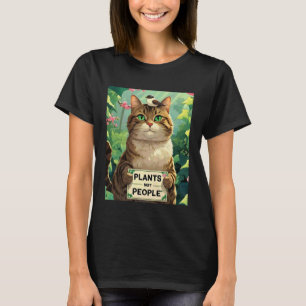 Camiseta Gato Con Flores Plantas No Personas Gato y Pájaro