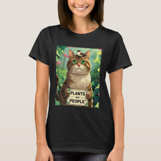 Camiseta Gato Con Flores Plantas No Personas Gato y Pájaro