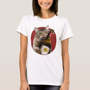 Camiseta Gato con frasco de vino
