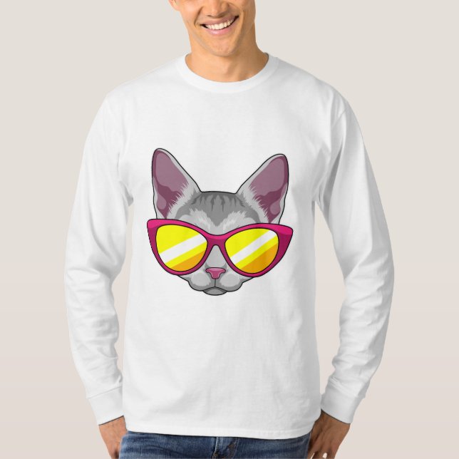 Camiseta Gato con gafas de sol (Anverso)