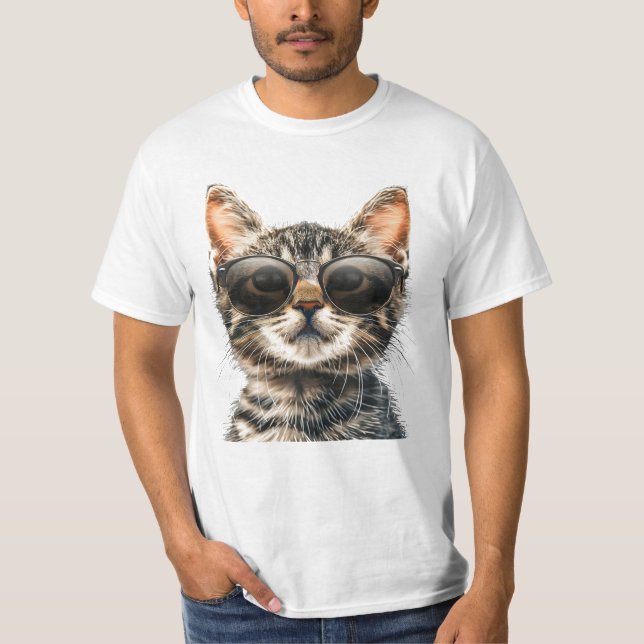Camiseta Gato con gafas de sol (Anverso)