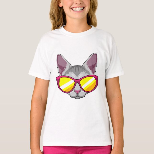 Camiseta Gato con gafas de sol (Anverso)