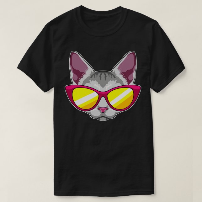 Camiseta Gato con gafas de sol 2 (Diseño del anverso)