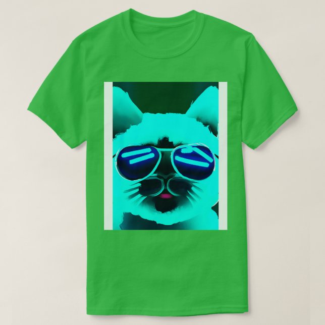 Camiseta Gato con gafas de sol 7 (Diseño del anverso)