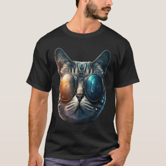 Camiseta Gato con gafas de sol aviador Gato genial Vacacion