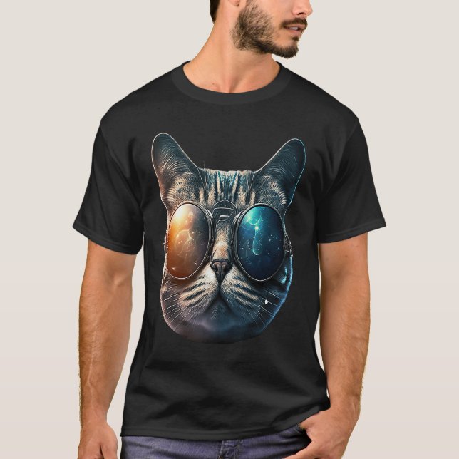 Camiseta Gato con gafas de sol aviador Gato genial Vacacion (Anverso)