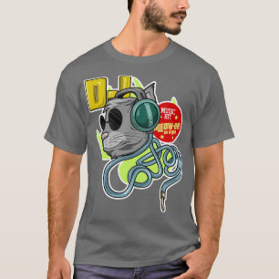 Camiseta Gato con gafas de sol como DJ con audífono