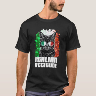 Camiseta Gato con gafas de sol de actitud italiana bandera