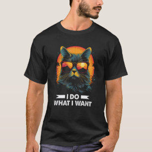 Camiseta Gato con gafas de sol divertido que dice Hago lo q