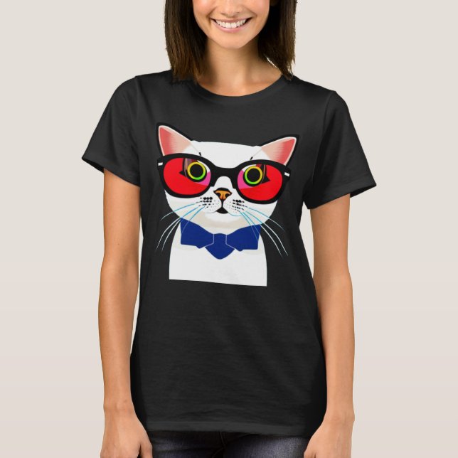 Camiseta Gato con gafas de sol elegante (Anverso)