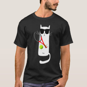 Camiseta Gato con gafas de sol jugando al tenis
