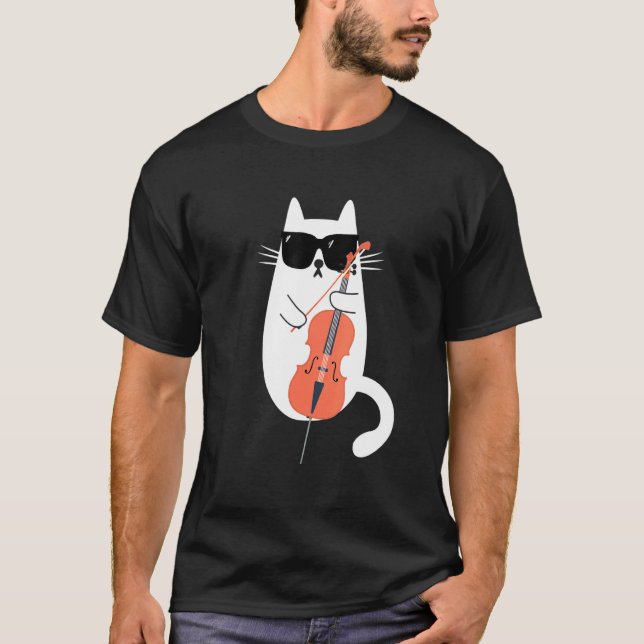 Camiseta Gato con gafas de sol jugando música Cello Cellist (Anverso)