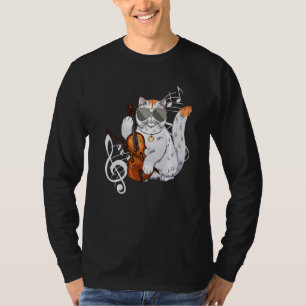 Camiseta Gato Con Gafas De Sol Jugando Viola Musici