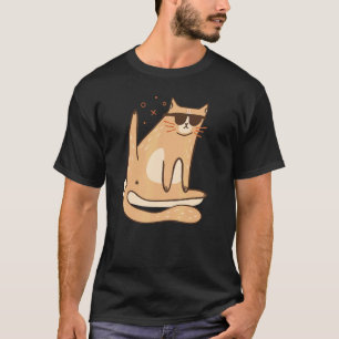 Camiseta gato con gafas de sol para hombres mujeres niños