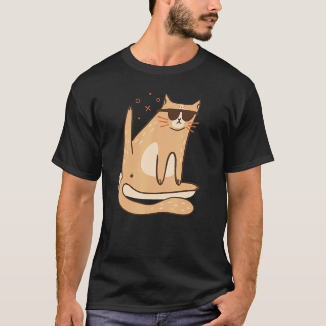 Camiseta gato con gafas de sol para hombres mujeres niños (Anverso)