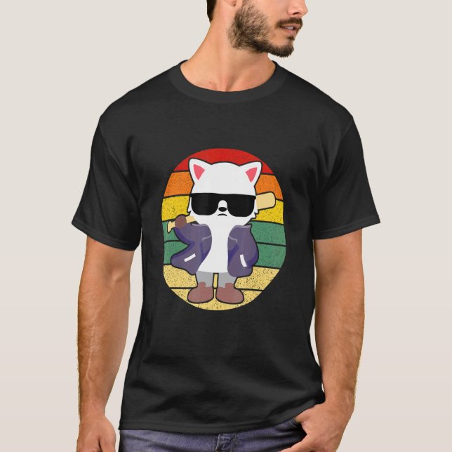 Camiseta Gato Con Gafas De Sol Retro Vintage (Anverso)