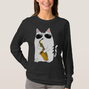 Camiseta Gato con gafas de sol tocando el saxofón Saxophoni