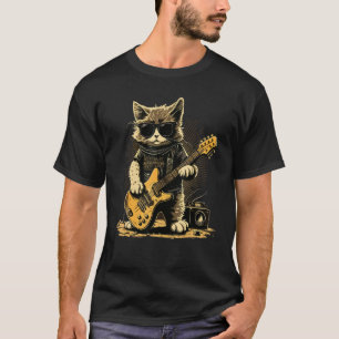 Camiseta Gato con gafas de sol tocando guitarrista
