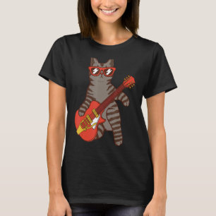 Camiseta Gato con gafas de sol tocando guitarrista