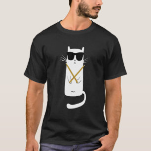 Camiseta Gato con gafas de sol tocando la batería Baterista