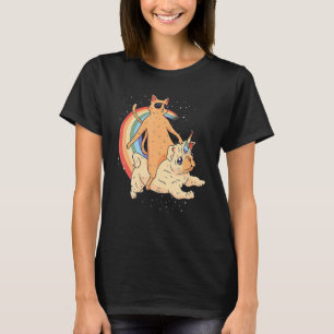 Camiseta Gato con gafas de sol unicornio Perro Rainbow Grap