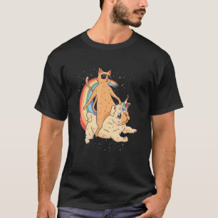 Camiseta Gato con gafas de sol unicornio Perro Rainbow Grap