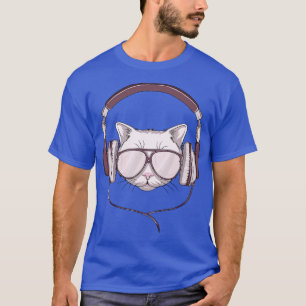 Camiseta Gato con gafas de sol y audífono