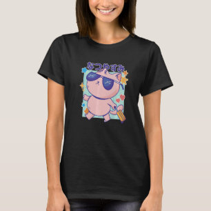 Camiseta Gato con gafas de sol y bonos japoneses