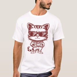 Camiseta Gato Con Gafas De Sol Y Dosis Confiada