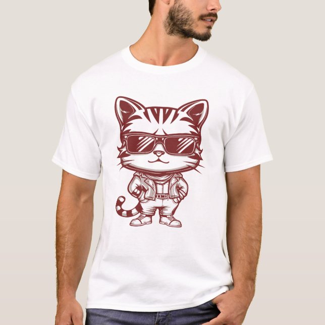 Camiseta Gato Con Gafas De Sol Y Dosis Confiada (Anverso)