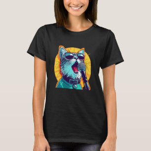 Camiseta Gato con gafas de sol y micrófono para amigos de k