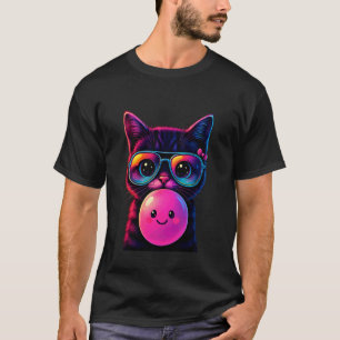 Camiseta Gato con gafas soplando chicle