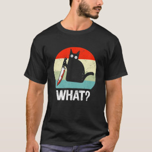Camiseta Gato con gato de cuchillo qué divertida idea de re