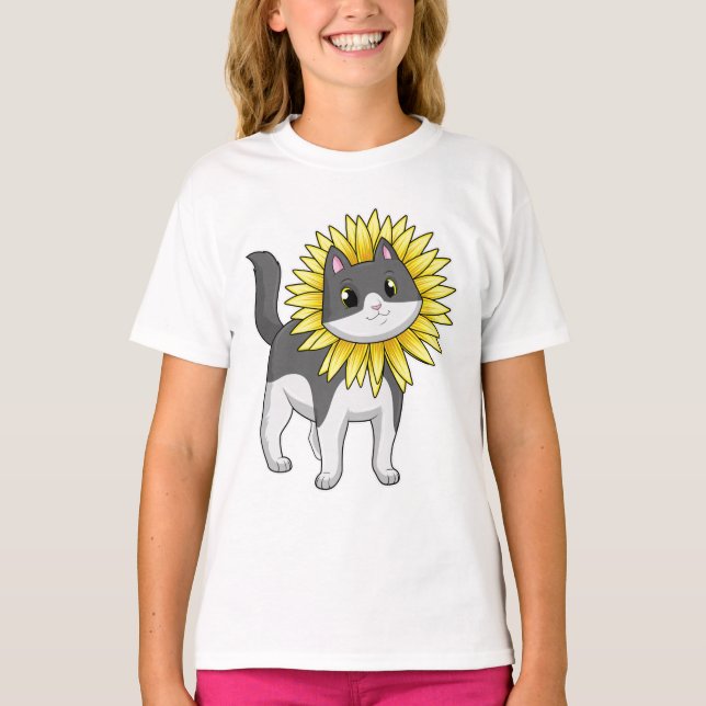 Camiseta Gato con girasol (Anverso)