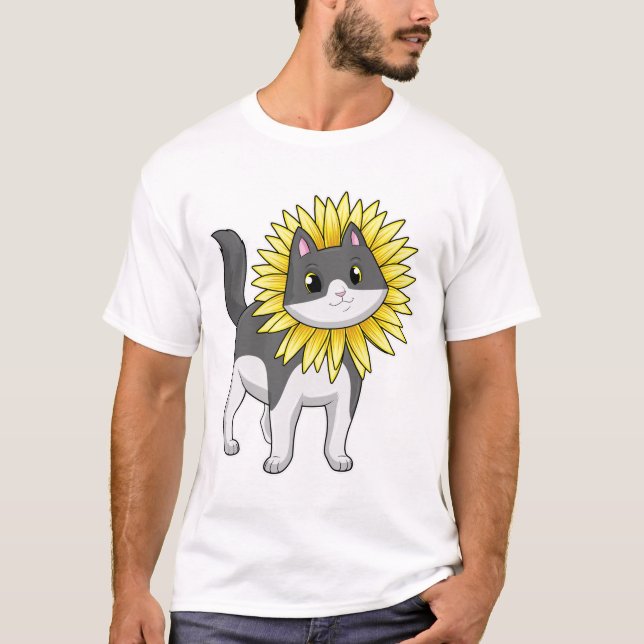 Camiseta Gato con girasol (Anverso)