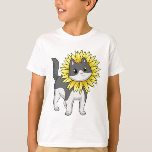 Camiseta Gato con girasol