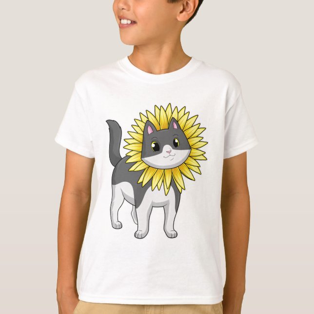 Camiseta Gato con girasol (Anverso)