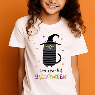 Camiseta Gato con gorra de bruja Ten un Halloween perfecto 