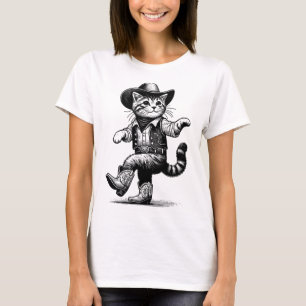 Camiseta Gato Con Gorra De Vaquero Y Boots Cowgirl Western 