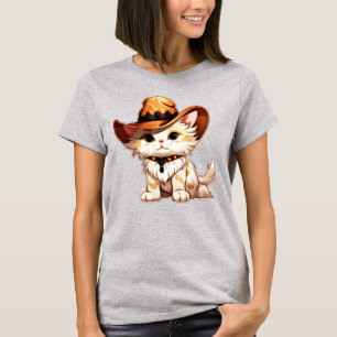 Camiseta Gato con Gorra occidental Clipart-85247