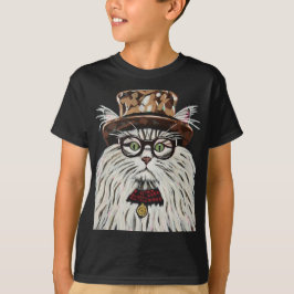 Camiseta Gato con gorra y gafas