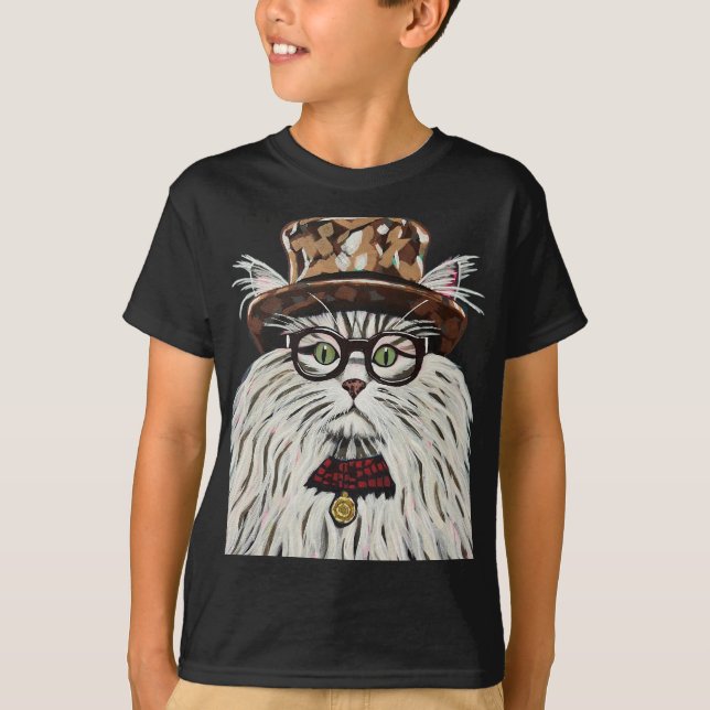 Camiseta Gato con gorra y gafas (Anverso)