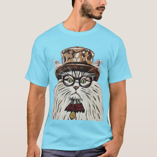 Camiseta Gato con gorra y gafas (Anverso)