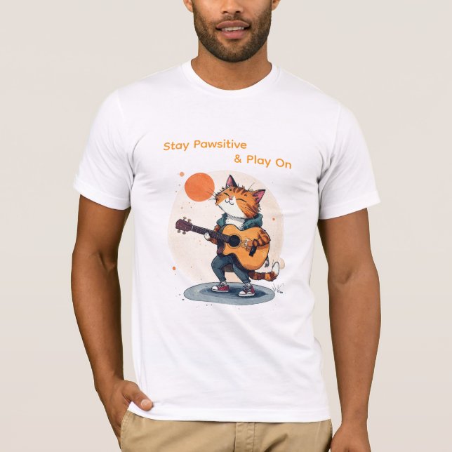 Camiseta Gato con Guitarra Mantén la Garra (Anverso)