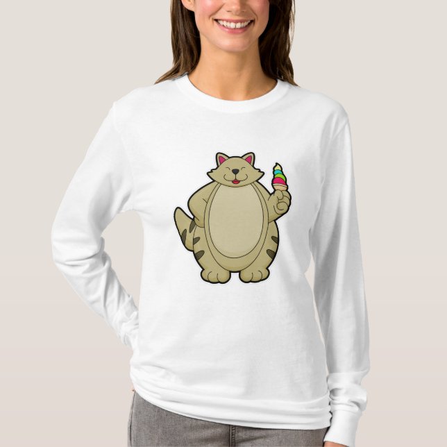 Camiseta Gato con helado Waffle (Anverso)