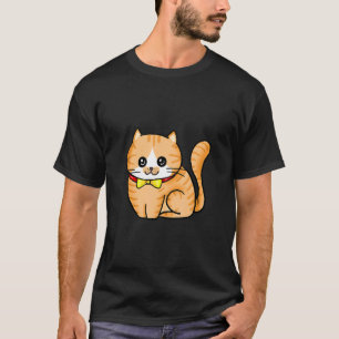 Camiseta Gato con hermoso lazo amarillo