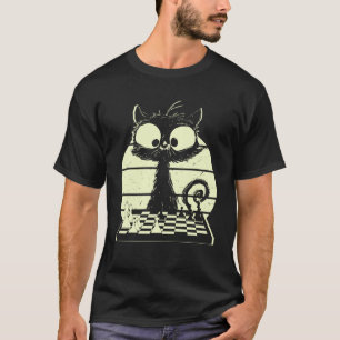 Camiseta Gato con jugador de ajedrez del gato con tablero d