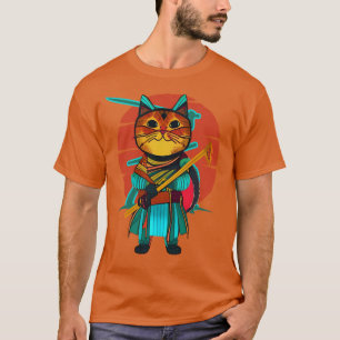 Camiseta Gato con katana